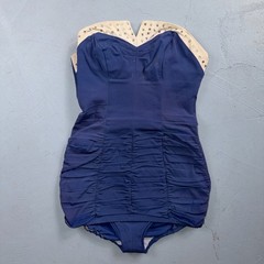 Alix Of Miami Rhinestone 1950s VTG Bathing Suit Swimsuit Hollywood Swim Wear Blu