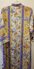 Vintage Ruth Norman New York Caftan Housecoat Dress Pullover Floral Butterfly L
