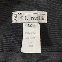 Vintage F L Malik Vest Women 12 Black Faux Leather Trim Military Silver Buttons