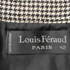 Louis Feraud Paris Vintage Women’s Wool Houndstooth Skirt Suit 42 EU Velour Trim
