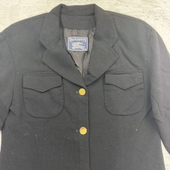 Vintage Burberrys Skirt Suit Womens 10/12 Black 100% Wool Knit 2 Piece Blazer