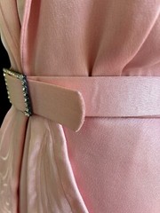 Vintage 1980’s Wiggle Dress Pink Satin Rhinestone Belt Holiday Avant Garde 40’s