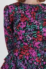 Vtg Retro Bright Color Silk Dress Wear To Work Secretary Peplum Peck Peck Mini