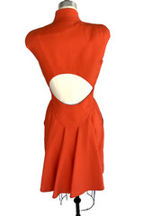 RARE Vintage 1980’S Thierry Mugler Orange Pique Cotton corseted dress – 38