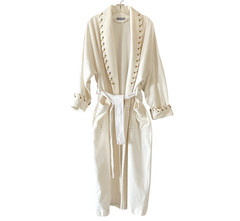 Made Exclusively For BLOOMINGDALE’S Size Medium Ivory Gold VINTAGE Long Robe USA