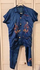 BEAUTIFUL CHINESE 1940’S Blue SILK Dragon PAJAMAS
