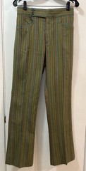 DUCK GOODS Flare Leg Pants Retro Green Striped Flat Front 28×32 US made 1970’s