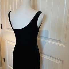 Vintage Y2K 90s Jessica McClintock Black Velvet Dress Gown Rhinestone 7/8 Small