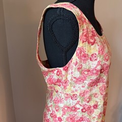 Vintage Laura Ashley UK Floral Linen Dress Cottagecore Romantic Midi Size US 8