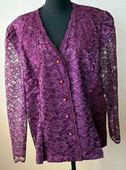 Vintage Dawn Rose Burgundy Lace Jacket Size 20.5 Mother of Bride Eveningwear