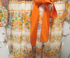 Vintage 70’s Handmade Orange & White Floral Long Prairie Maxi Lined Dress
