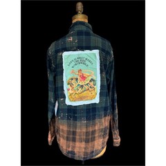 Moonshine Salvage One-of-a-Kind Bleached Flannel | Vintage Circus Horse Art / S