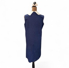True Vintage 60s 70s Dagger Collar Zipper Dress Red White Navy Medium 14/16