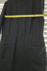Vintage 1960s Mod Shift Dress Black Heavy Wool Knit ILGWU Union Label Pocket Day