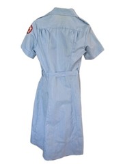 Authentic 1940s American Red Cross Volunteer Dress | Dilly Brand Blue Pinstripe