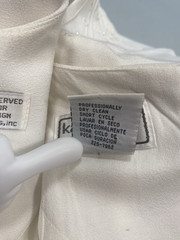 Vintage Dress SIZE 10P MEDIUM ivory white KARIN STEVENS classic MOB 80s 90s