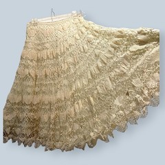 Vintage Handmade Crochet Midi Skirt Cream Size Small Boho Coquette Butterflies