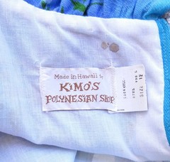 VTG 60’s Kimo’s Polynesian Shop Hawaiian Barkcloth Maxi Ruffle Dress S/M