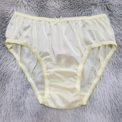 Vintage Silky Nylon Panties Sheer Yellow Bikini Soft Brief Size 7-8 Hip 38-42″