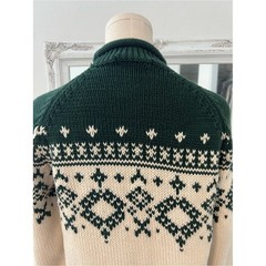 vintage 90s green and cream knit sweater
