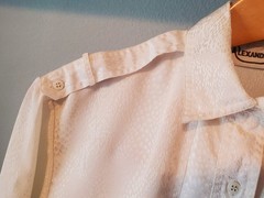 Vintage Alexandria White Snake Print Satin Blouse Epaulettes Hong Kong Size 4
