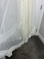 VTG ILGWU Victorian Wedding Dress Gown Sweetheart Neck with Train/Veil 8 Ivory