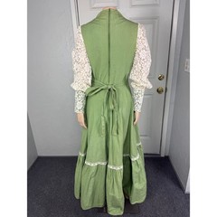 Vintage 70s Prairie Renaissance Women’s Maxi Dress Cotton Lace Floral Hippy B3-3