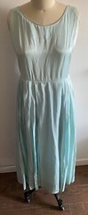 Vintage Pale Blue Dress Handmade Sleeveless Pleats Back Zipper 50” Maxi Large?