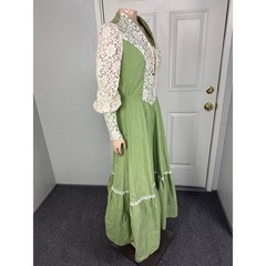 Vintage 70s Prairie Renaissance Women’s Maxi Dress Cotton Lace Floral Hippy B3-3