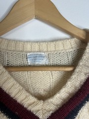 Vintage Saks Fifth Avenue Sweater Women’s Ivory Wool Pullover Vneck Everyday
