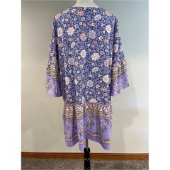 Rustydustty Purple Floral Boho plus size Tunic Dress size 1XL