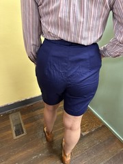 Vintage 70s Jantzen Navy Polished Cotton High Waist Size Metal Zip Shorts Size M