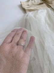 Vintage 50s S Strapless cotillion party Prom dress long Ivory Tulle
