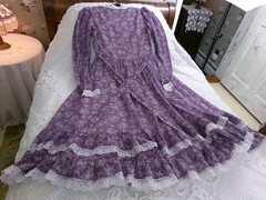 GUNNE SAX vtg prairie dress, 1970s lavender calico floral XXS