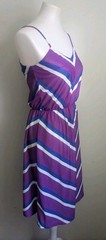 Vintage 70s Sun dress Strappy Mod Chevron Disco Knit Fit Flare XS Purple USA