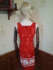 Vintage 1980s Royal Creations Hawaii Cotton Red Hibiscus Tiki Aloha Sundress