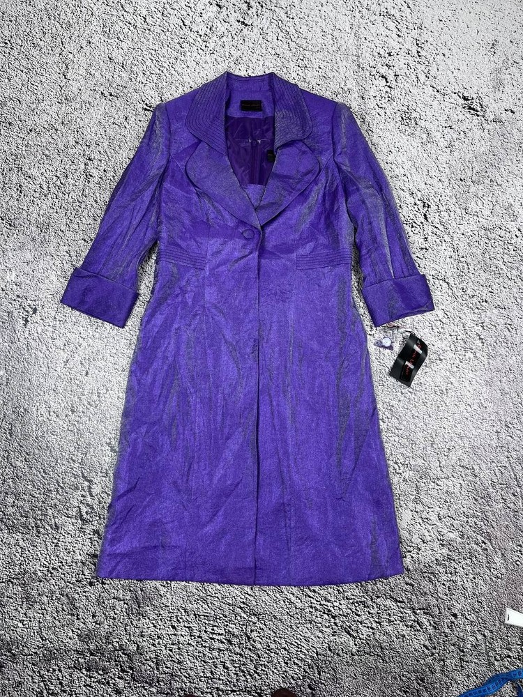 Vintage NWT Frank Usher Purple Metallic Coat And Dress Set Luxury