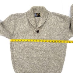 Vintage Casco Bay Traders Grey Beige Wool Blend Retro Ski Shawl Collar Sweater L