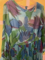 Vtg 60s Henry Lee Party Dress Sheer Layered L Mod Silk Chiffon 44b