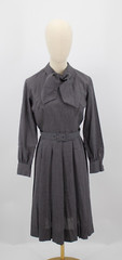 Vintage Howard Wolf Dress Womens Small Gray Belt Long Sleeve Casual Office 1970s