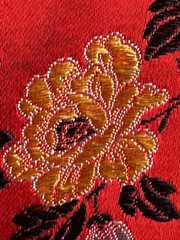 Vintage Kimono Silk Coat Red China Coat 70s Embroidery Silk Size 38 40 42