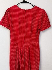 Vintage My Michelle Red Polka Dot Dress 7/8 Rockabilly Pinup Square Neck Midi