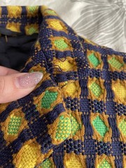Vtg 90s PRADA Classic Tweed Textured Check Blazer Jacket Virgin Wool 40 Colorful