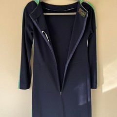 Leonard Paris Navy Blue + Lime Green / Pink 60s 70s Vintage Silk Designer Maxi