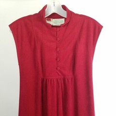 Vtg Patty O’Neil High Collar Asian Inspired Maxi Arnel Sueded Red XS Size 0 2