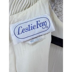 Leslie Fay Dress Women No Size Cream Good Crinkle Lace Trim Tiered Vintage