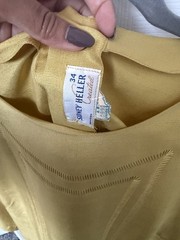 Vintage 1950s Sidney Heller Couture Blouse Size 34 Mustard Gold Embroidered Top
