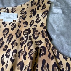 Vintage Studio C Womens Size 16W Leopard Print Shift Dress Sleeveless Floral Hem