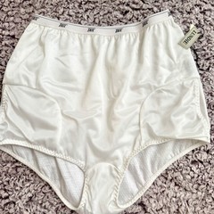 Nylon Panty Medium White Granny Sissy Briefs Lined TAIL Lundie Gusset USA Vtg