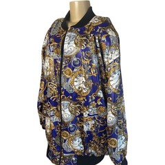 Vintage 80s Venezia Vitale Baroque Clocks Bomber Jacket